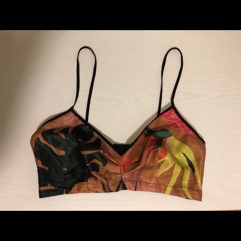 Zara Satin Multi Print Crop Top